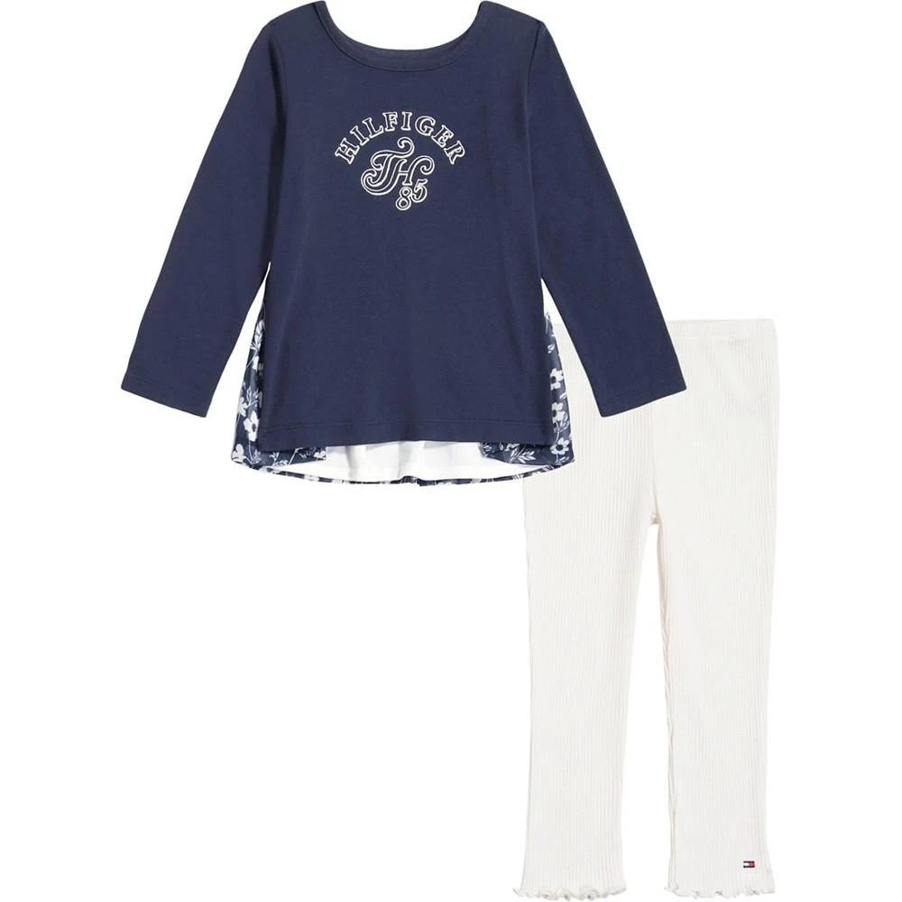 商品Tommy Hilfiger|Little Girls Jersey and Georgette Floral Tunic and Ribbed Leggings, 2 Piece Set,价格¥149,第1张图片