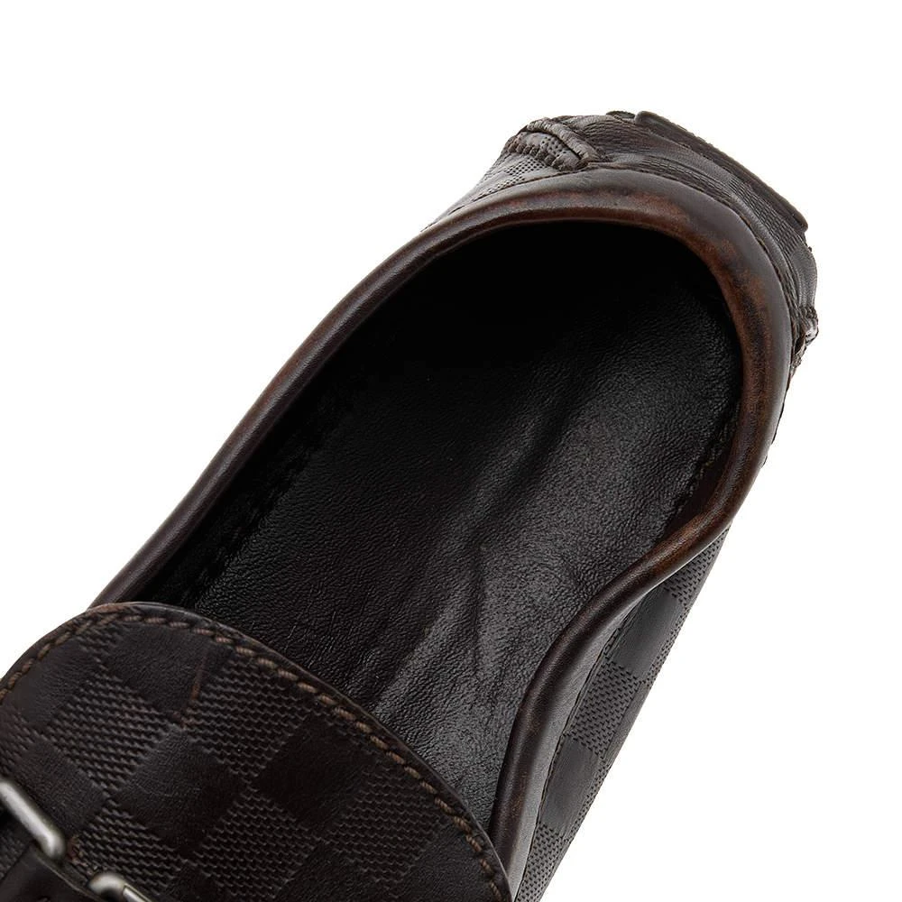 Louis Vuitton Dark Brown Damier Embossed Leather Hockenheim Slip On Loafers Size 43.5 商品