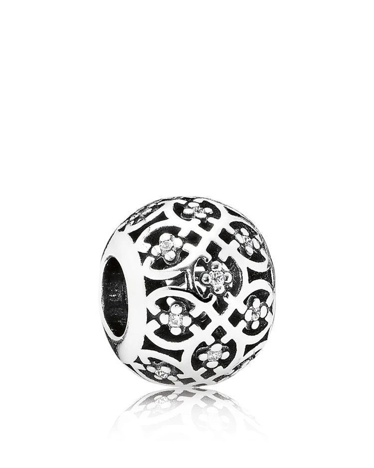 商品PANDORA|Sterling Silver & Cubic Zirconia Intricate Lace Charm,价格¥371,第1张图片