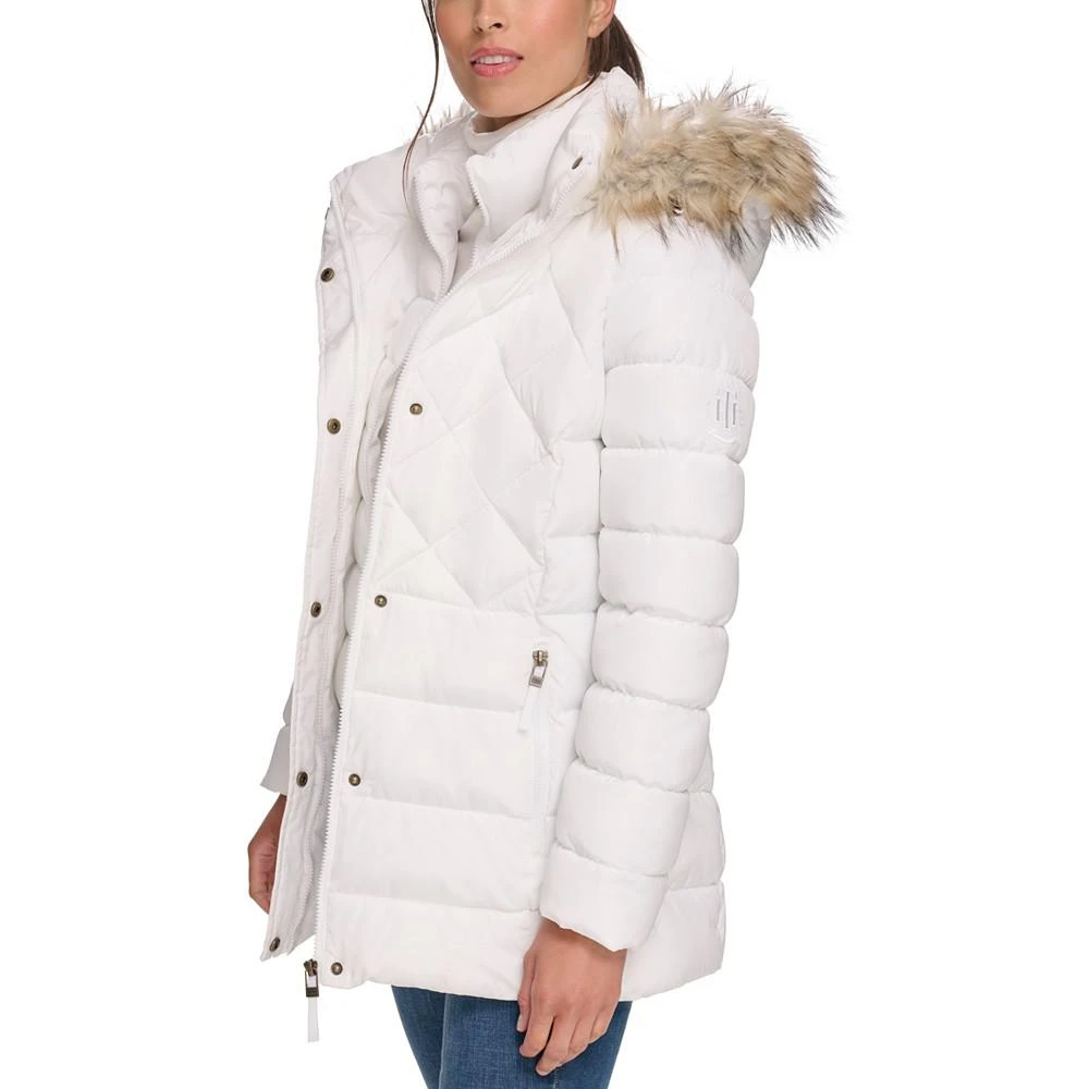 商品Tommy Hilfiger|Women's Petite Bibbed Faux-Fur-Trim Hooded Puffer Coat, Created for Macy's,价格¥973,第3张图片详细描述