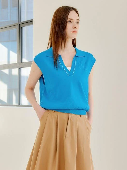 商品GENERAL IDEA STANDARD|new logo collar vest BLUE S22A06042,价格¥402,第5张图片详细描述