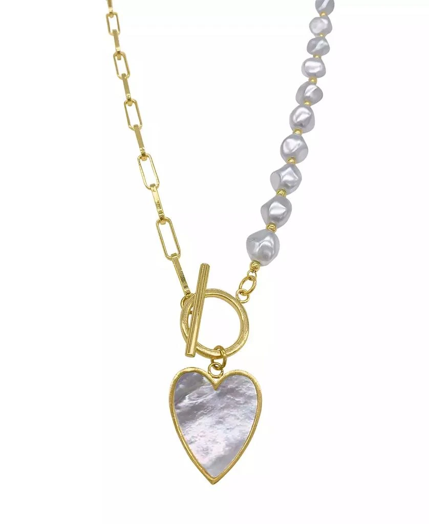 商品ADORNIA|Imitation Pearl and Chain Heart Toggle Necklace,价格¥207,第1张图片