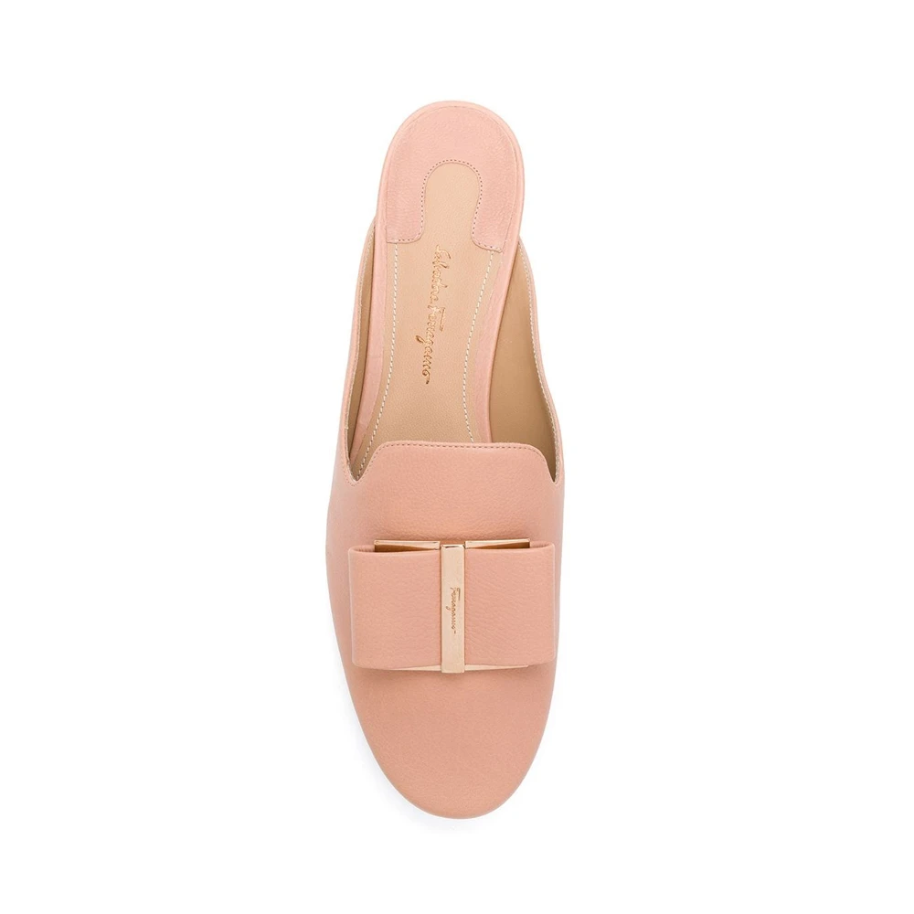 SALVATORE FERRAGAMO 女士淡粉色牛皮花卉造型鞋跟穆勒鞋 0684333 商品