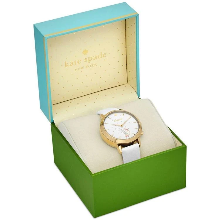 商品Kate Spade|Women's Metro Grand White Leather Strap Hybrid Smart Watch 39mm KST23104,价格¥1403,第4张图片详细描述