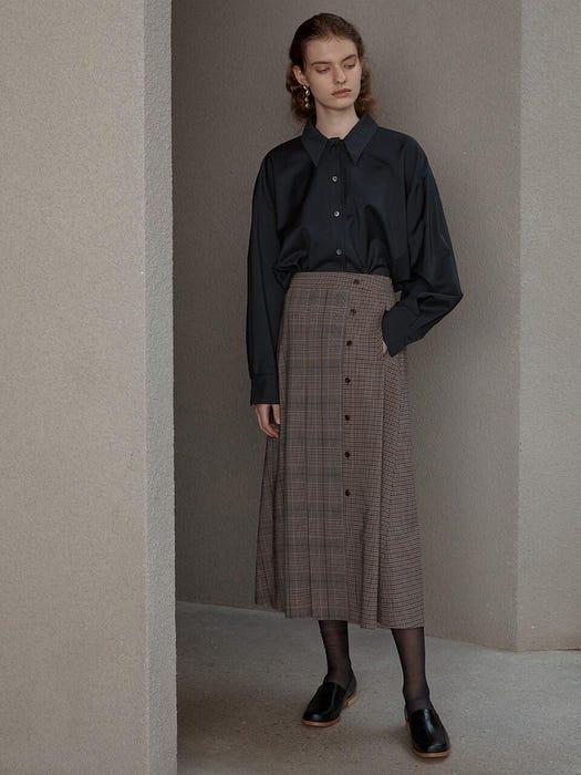 商品FRONTROW|Pleated Check Midi Skirt,价格¥702,第1张图片