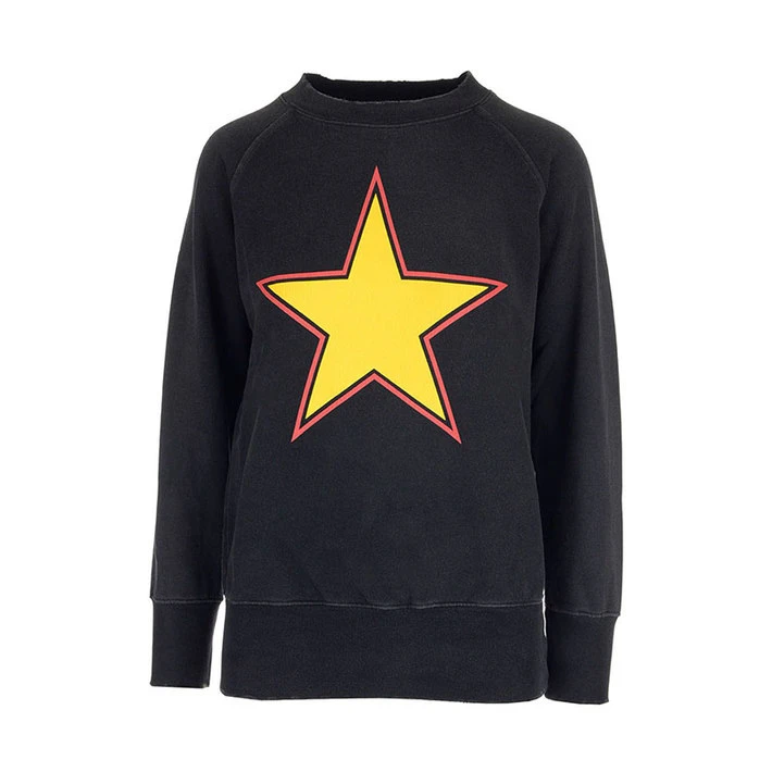 商品Givenchy|GIVENCHY 女士黑色棉质黄色五星印花圆领卫衣 BW70533Z0N-001,价格¥3092,第1张图片