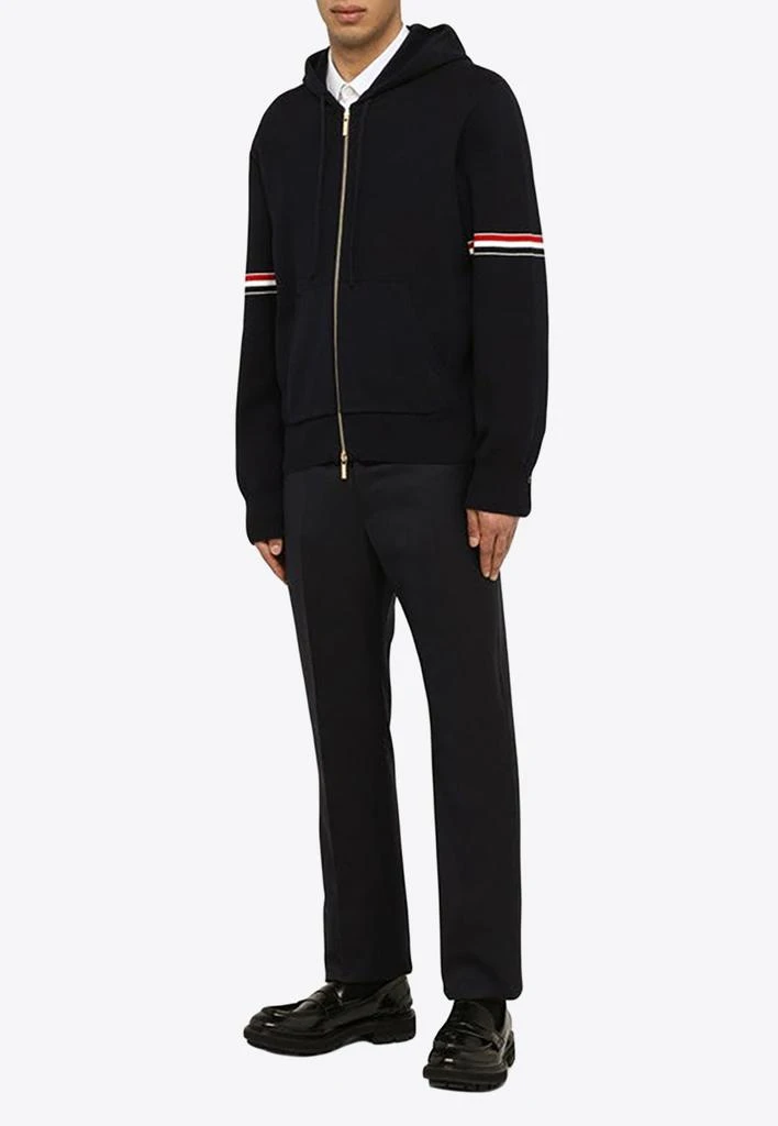 商品Thom Browne|Zip-Up Hooded Sweatshirt with Tricolor Detail,价格¥11906,第2张图片详细描述