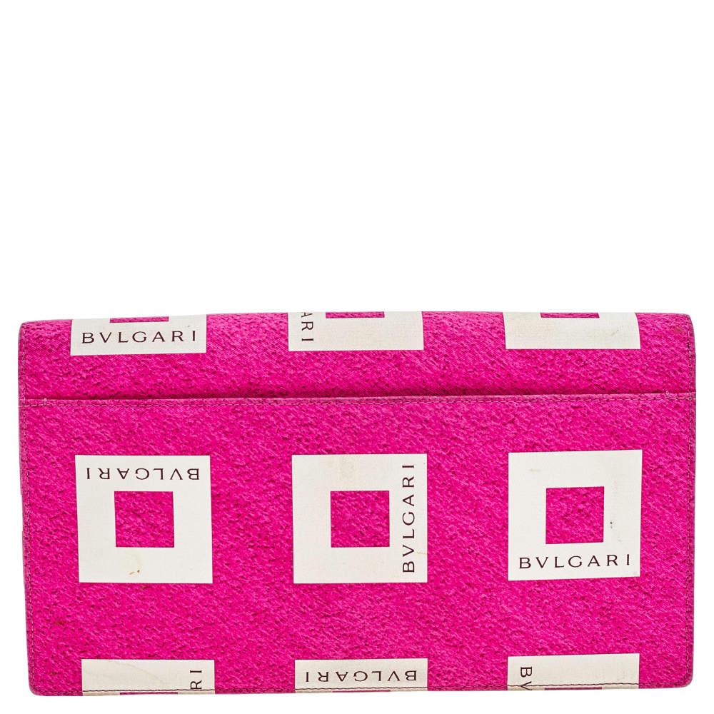 Bvlgari Pink/White Logo Print Fabric Clutch商品第4张图片规格展示
