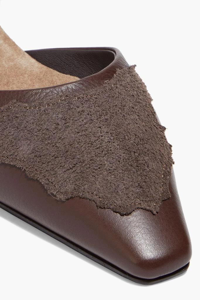 商品Brunello Cucinelli|Suede-appliquéd embellished textured-leather point-toe flats,价格¥1734,第4张图片详细描述