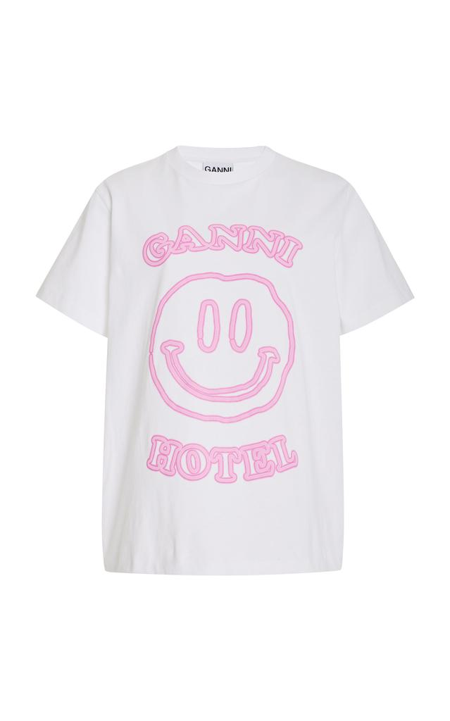 Ganni - Women's Hotel Organic Cotton T-Shirt - White - XS - Moda Operandi商品第1张图片规格展示