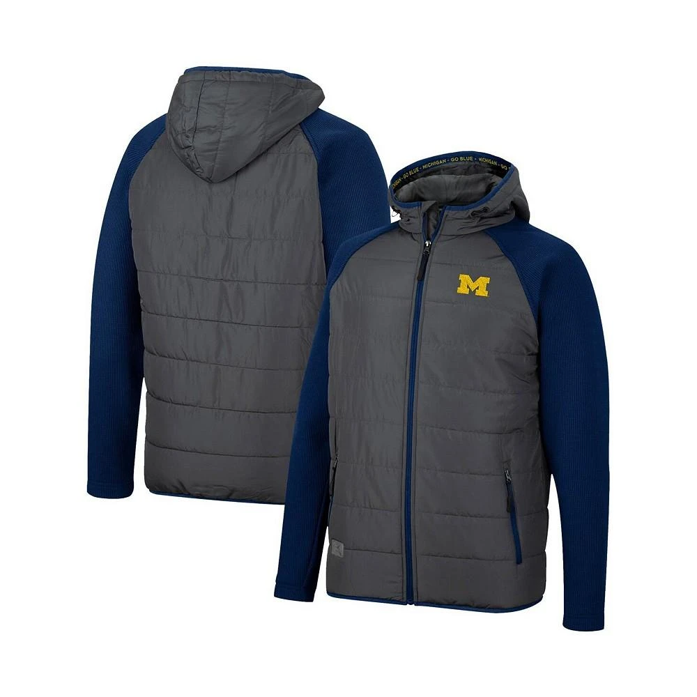 商品Colosseum|Men's Charcoal, Navy Michigan Wolverines Good On You Raglan Full-Zip Jacket,价格¥601,第1张图片