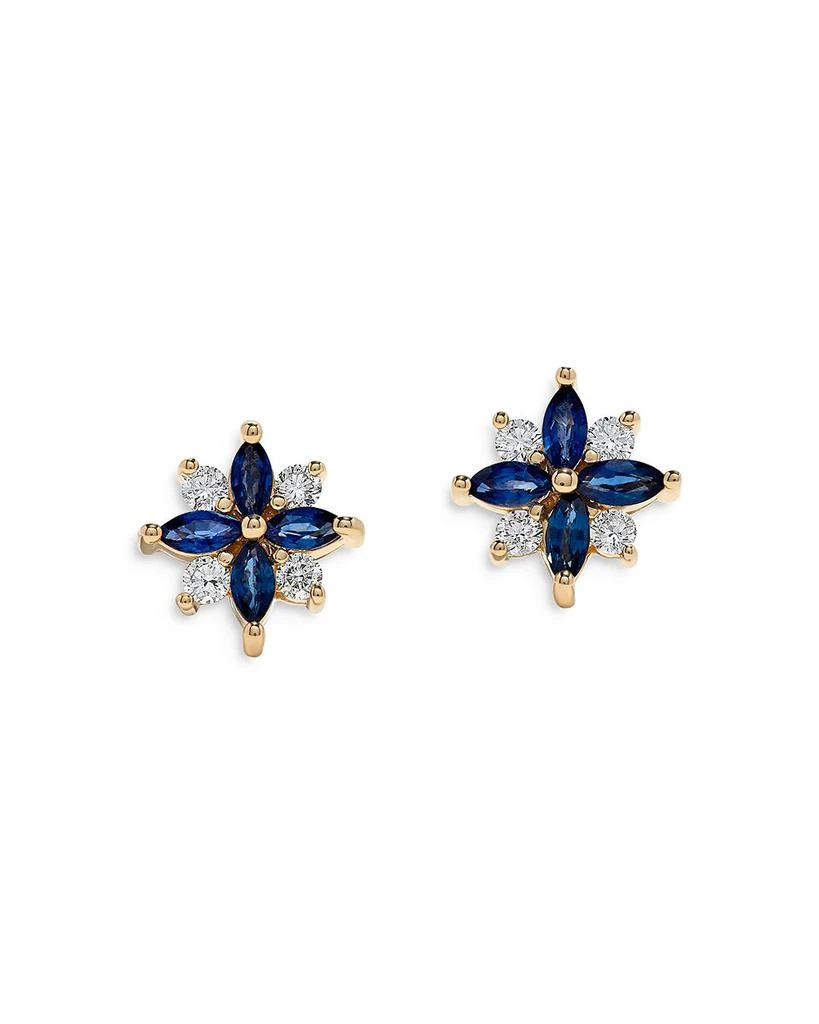 商品Bloomingdale's|Sapphire & Diamond Flower Stud Earrings in 14K Yellow Gold - Exclusive,价格¥26959,第1张图片