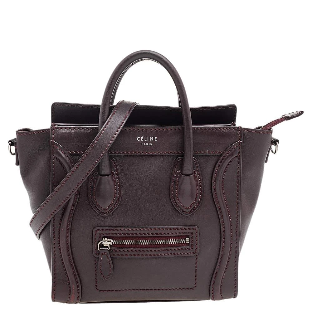 商品[二手商品] Celine|Celine Burgundy Leather Nano Luggage Tote,价格¥6657,第1张图片