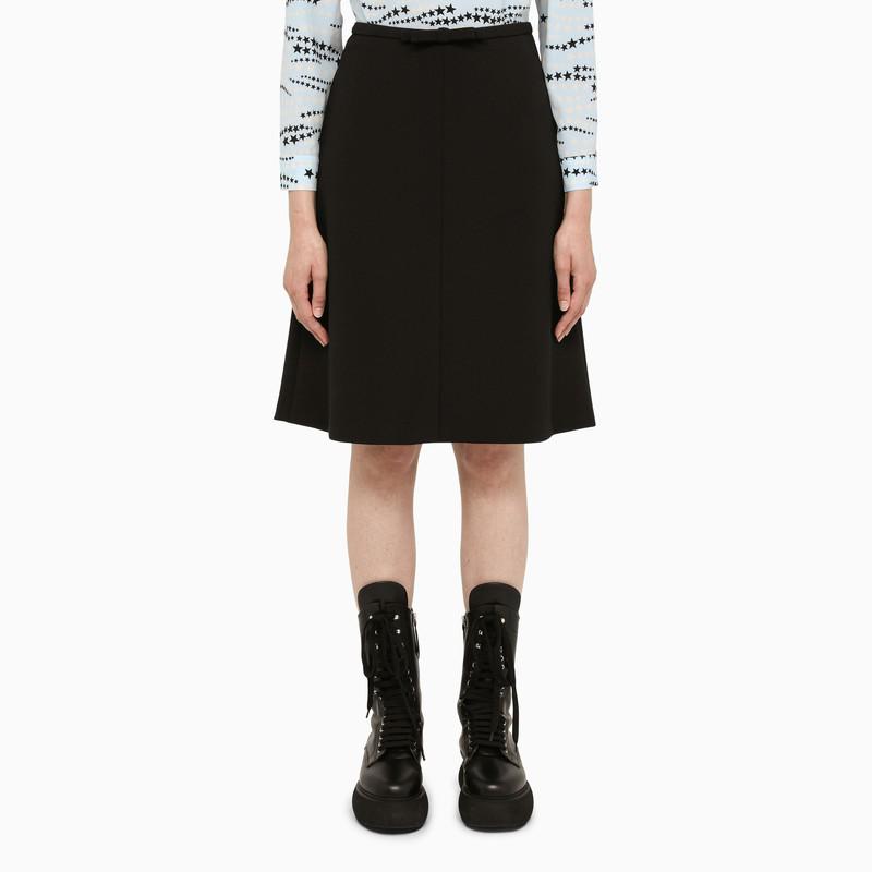 Black flared skirt with bow商品第1张图片规格展示