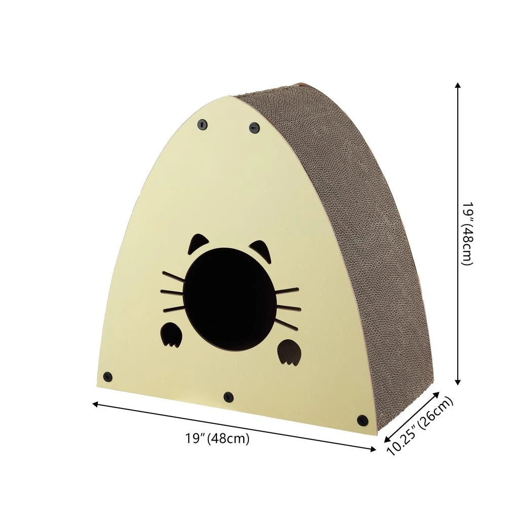 商品THE LICKER STORE|Koko 19" Modern Cardboard Triangle Cat Cave Scratcher with Catnip, Almond,价格¥532,第4张图片详细描述