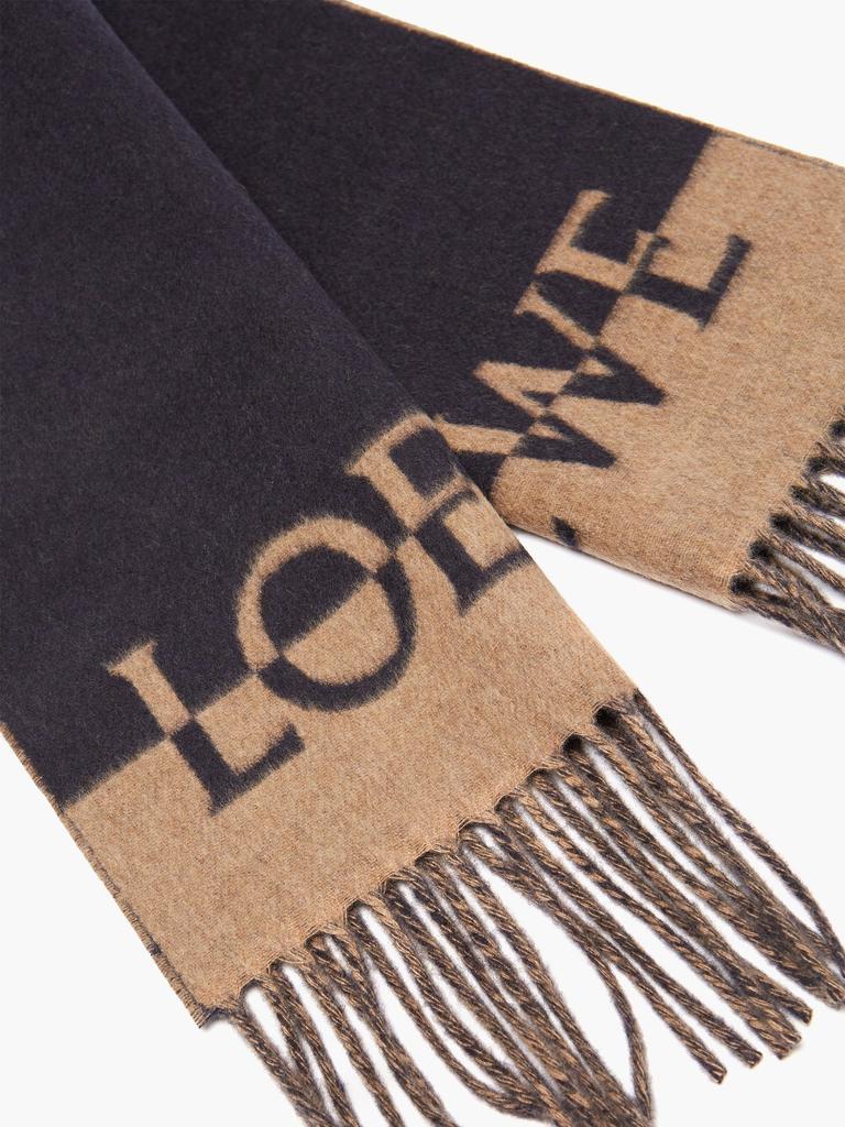 Logo-jacquard striped wool-blend scarf商品第4张图片规格展示