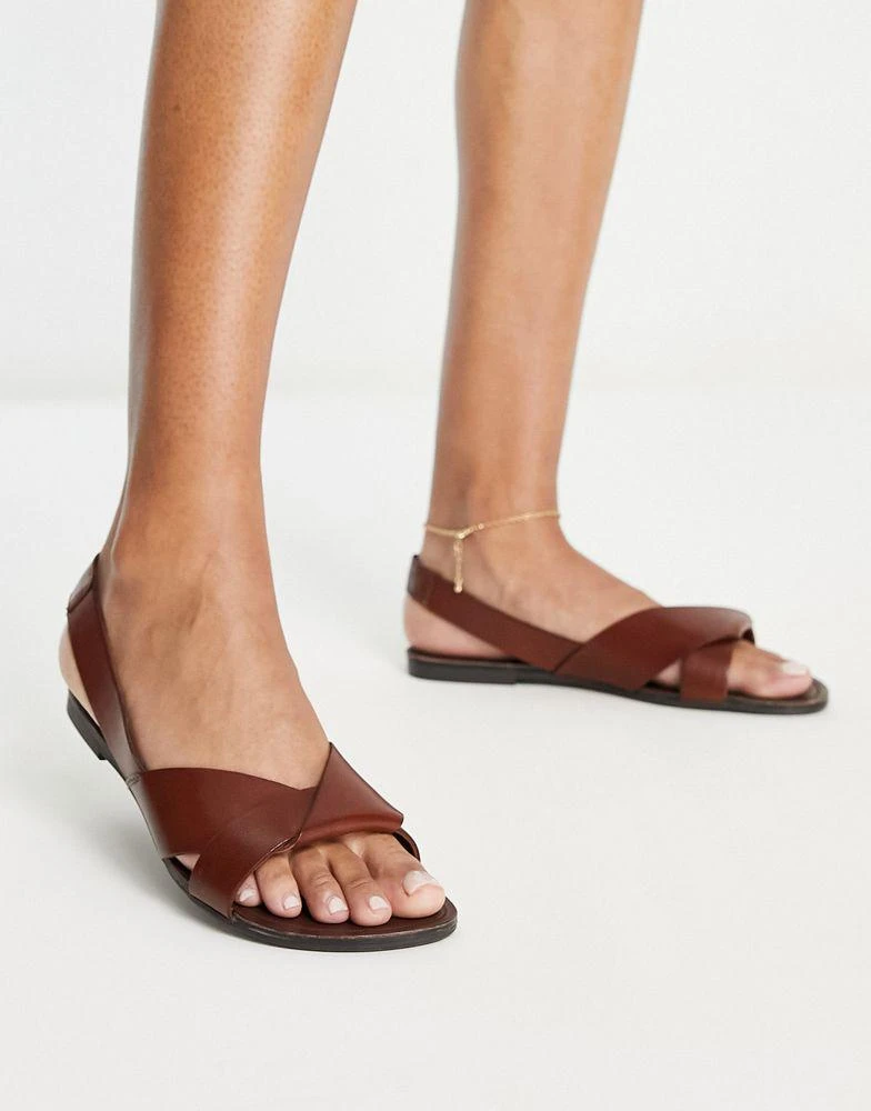 商品Vagabond|Vagabond Tia flat sandals in cognac leather,价格¥683,第4张图片详细描述