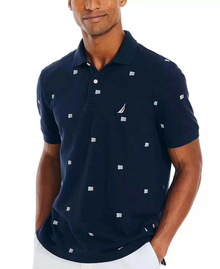 商品Nautica|Men's Classic-Fit Icon-Print Performance Deck Polo Shirt,价格¥121,第1张图片