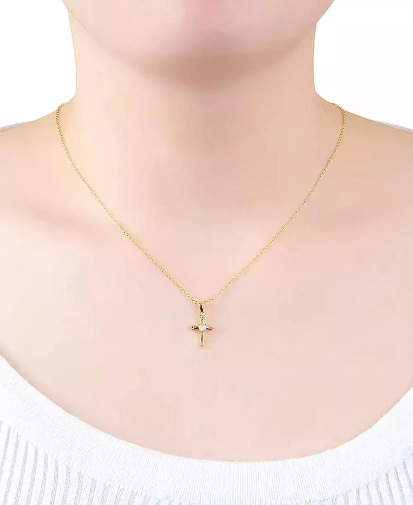 商品Giani Bernini|Simulated Opal (3/8 ct. t.w.) & Cubic Zirconia Cross 18" Pendant Necklace in 18k Gold-Plated Sterling Silver, Created for Macy's,价格¥141,第2张图片详细描述