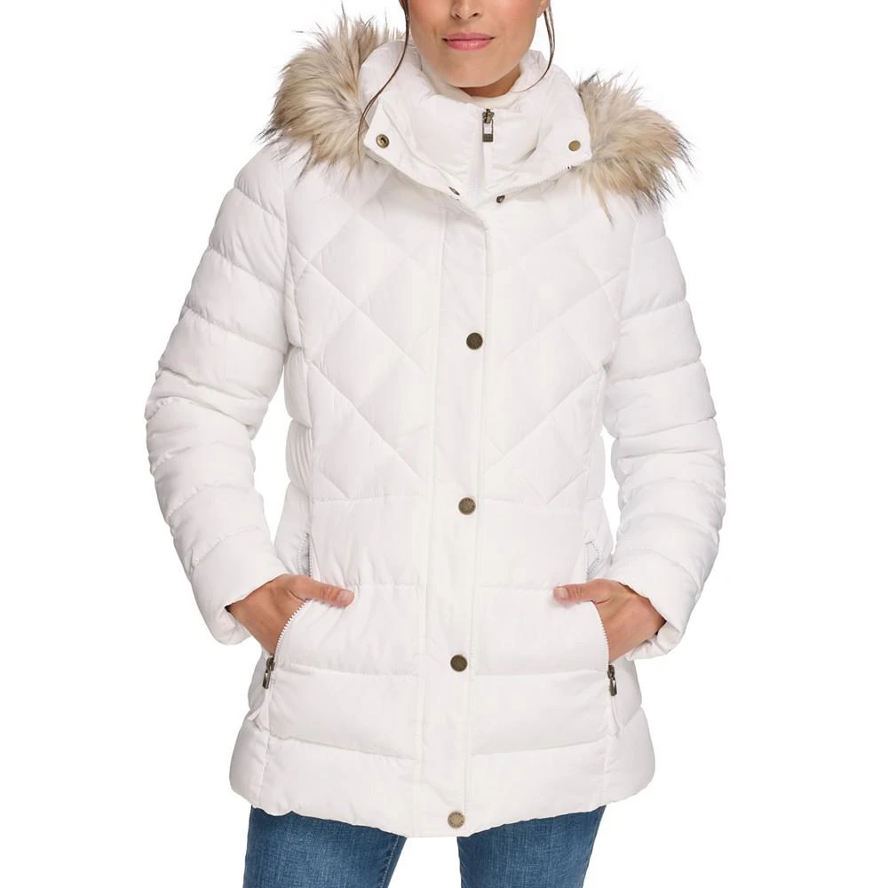 商品Tommy Hilfiger|Women's Petite Bibbed Faux-Fur-Trim Hooded Puffer Coat, Created for Macy's,价格¥973,第1张图片详细描述