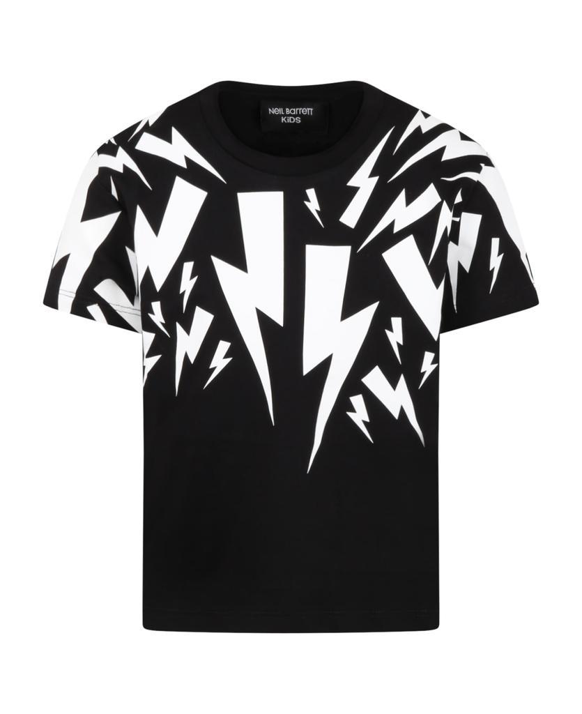 商品Neil Barrett|Black T-shirt For Boy With Thunderbolts,价格¥708,第1张图片