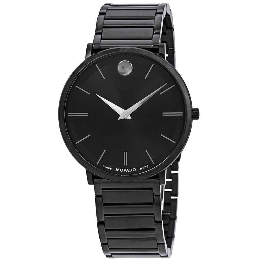 Movado Ultra Slim Black Dial Black PVD Mens Watch 0607210商品第1张图片规格展示