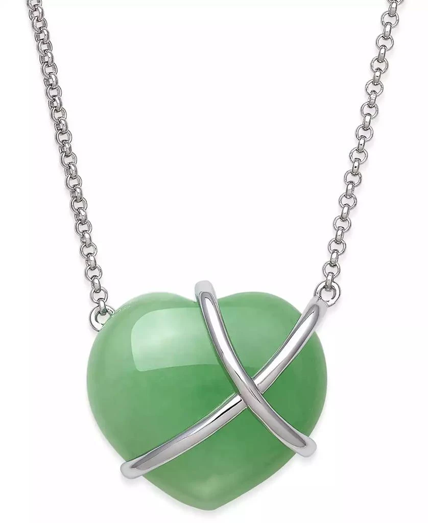 商品Macy's|Dyed Jade Heart Crisscross Pendant Necklace in Sterling Silver, 17-1/2" + 2" extender,价格¥515,第1张图片