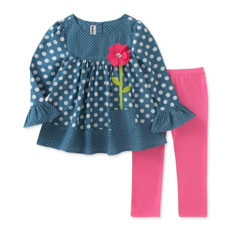 商品KIDS HEADQUARTERS|2-Pc. Dot-Print Chambray Tunic & Leggings Set, Baby Girls (0-24 months),价格¥113,第1张图片