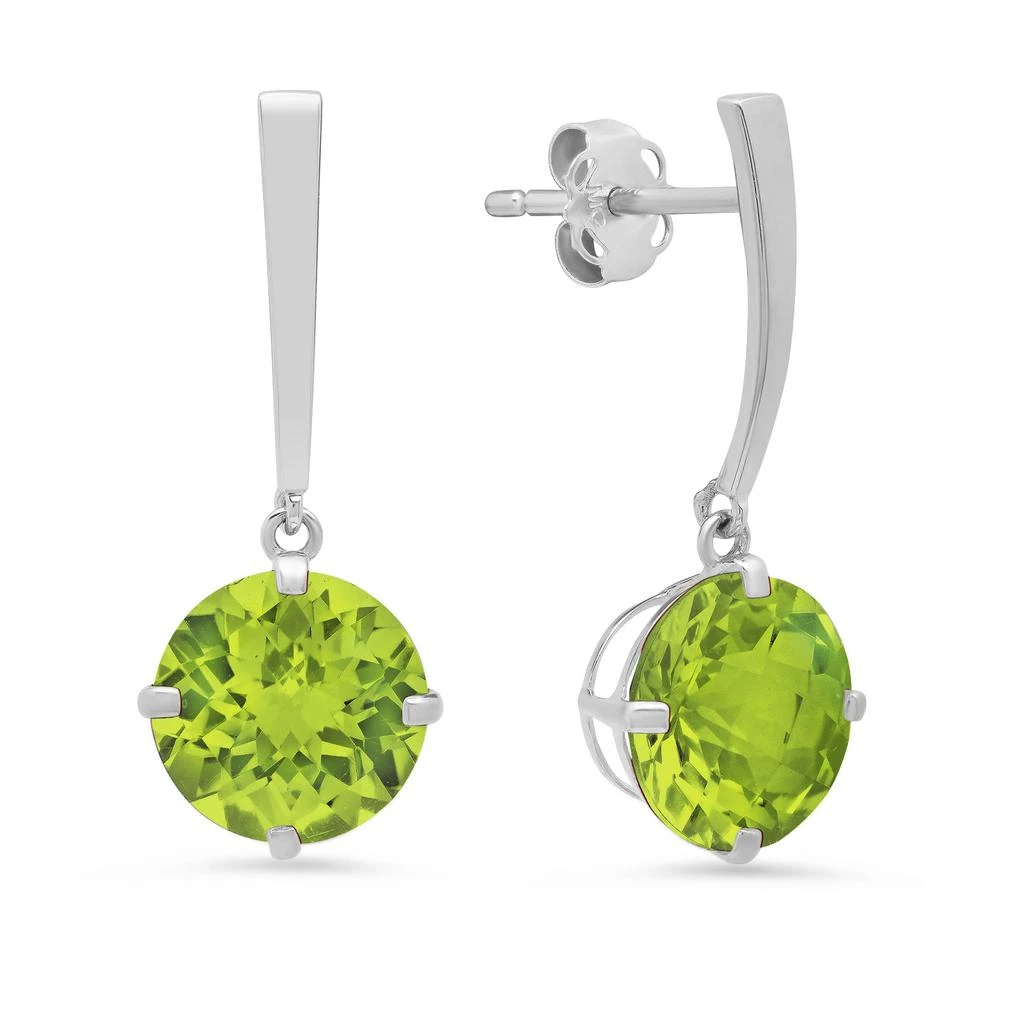 商品MAXCOLOR|14k White Gold Solitaire Round-Cut Gemstone Drop Earrings (8mm),价格¥1358,第1张图片