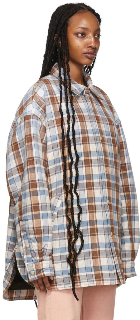 Blue & Brown Padded Flannel Face Jacket商品第2张图片规格展示