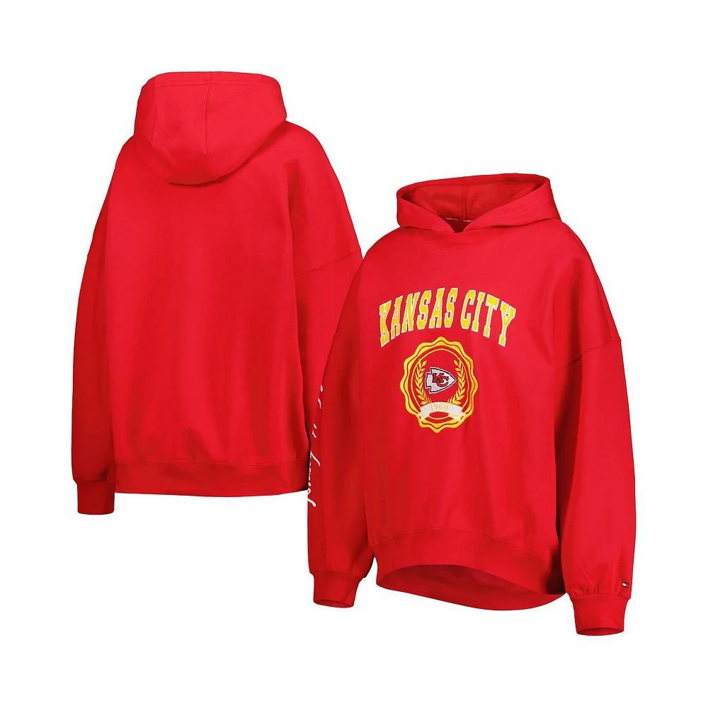 商品Tommy Hilfiger|Women's Red Kansas City Chiefs Becca Drop Shoulder Pullover Hoodie,价格¥505,第1张图片