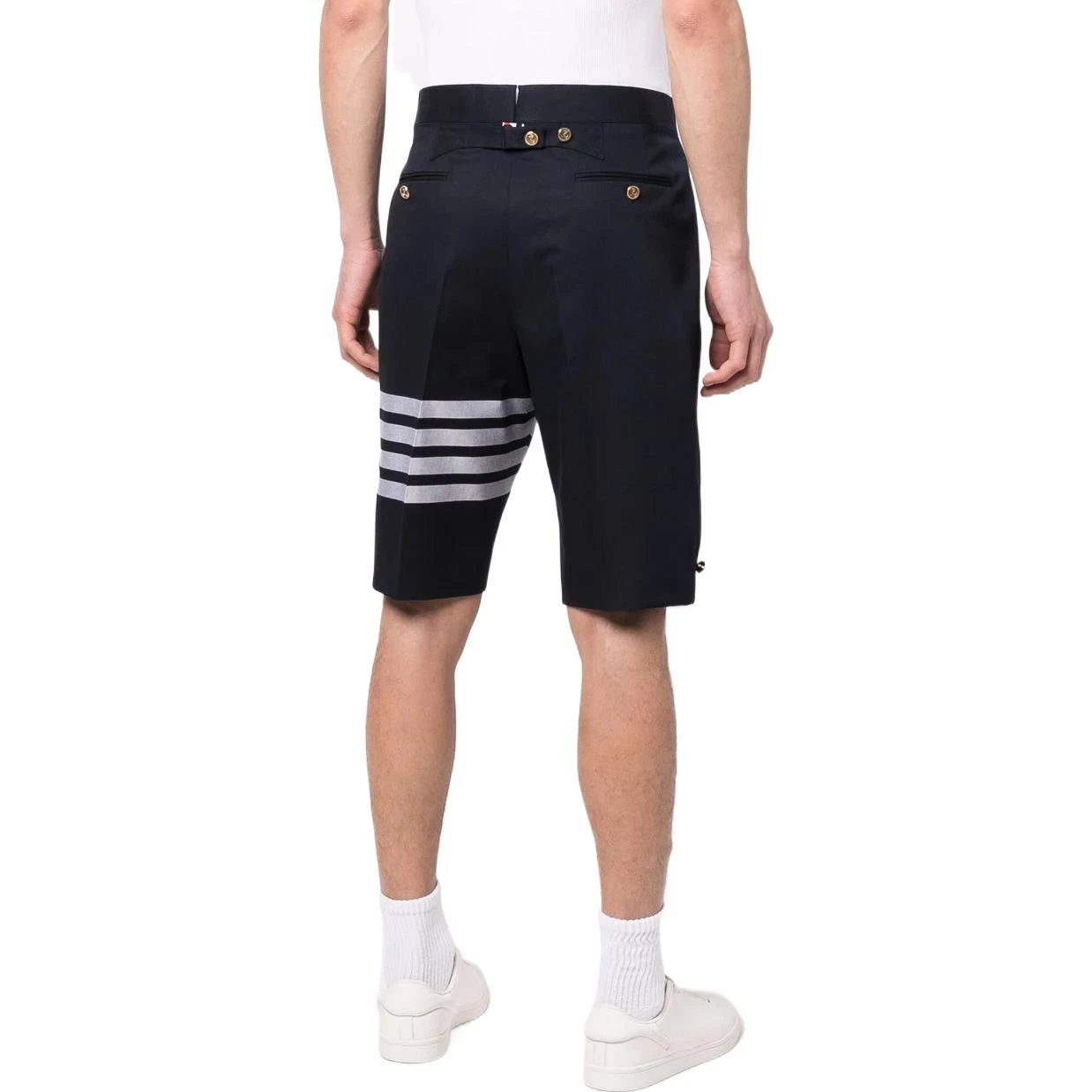 商品[国内直发] Thom Browne|SS22 印花四条纹直筒短裤 男款 蓝色,价格¥4349,第5张图片详细描述
