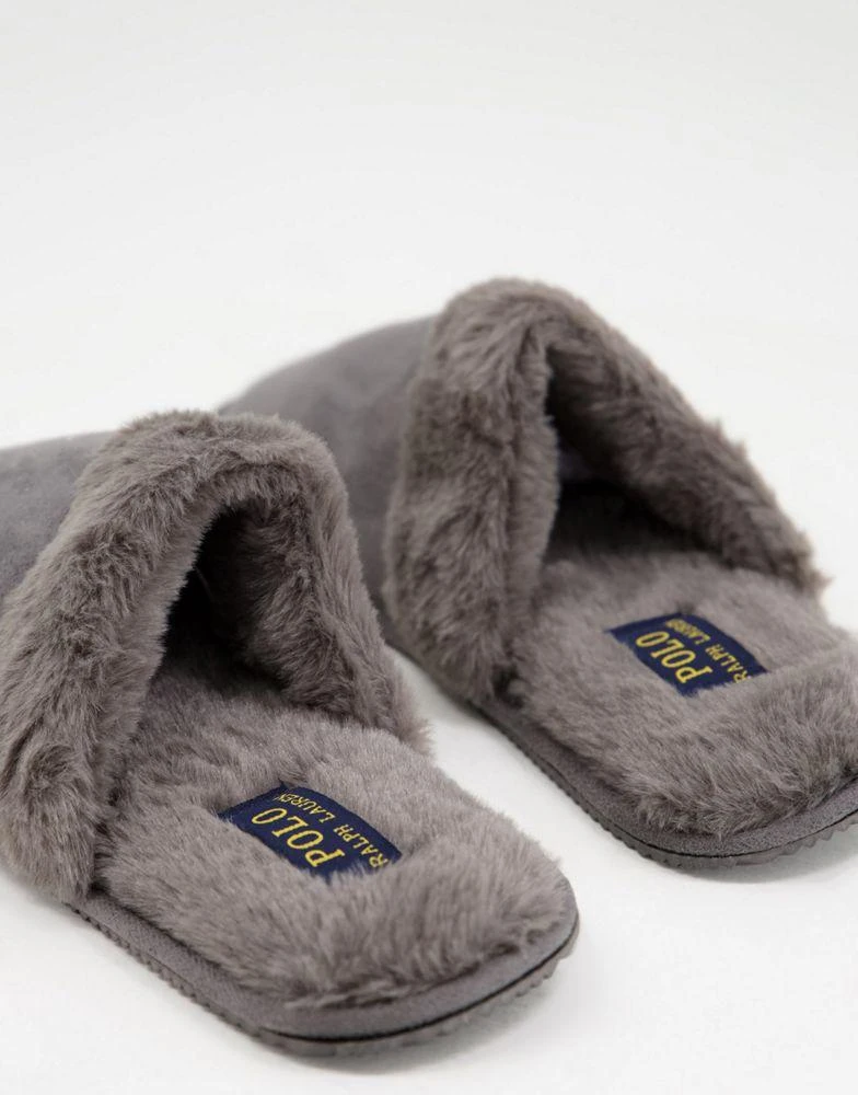 商品Ralph Lauren|Polo Ralph Lauren summit scuff mule slippers in grey,价格¥218,第4张图片详细描述