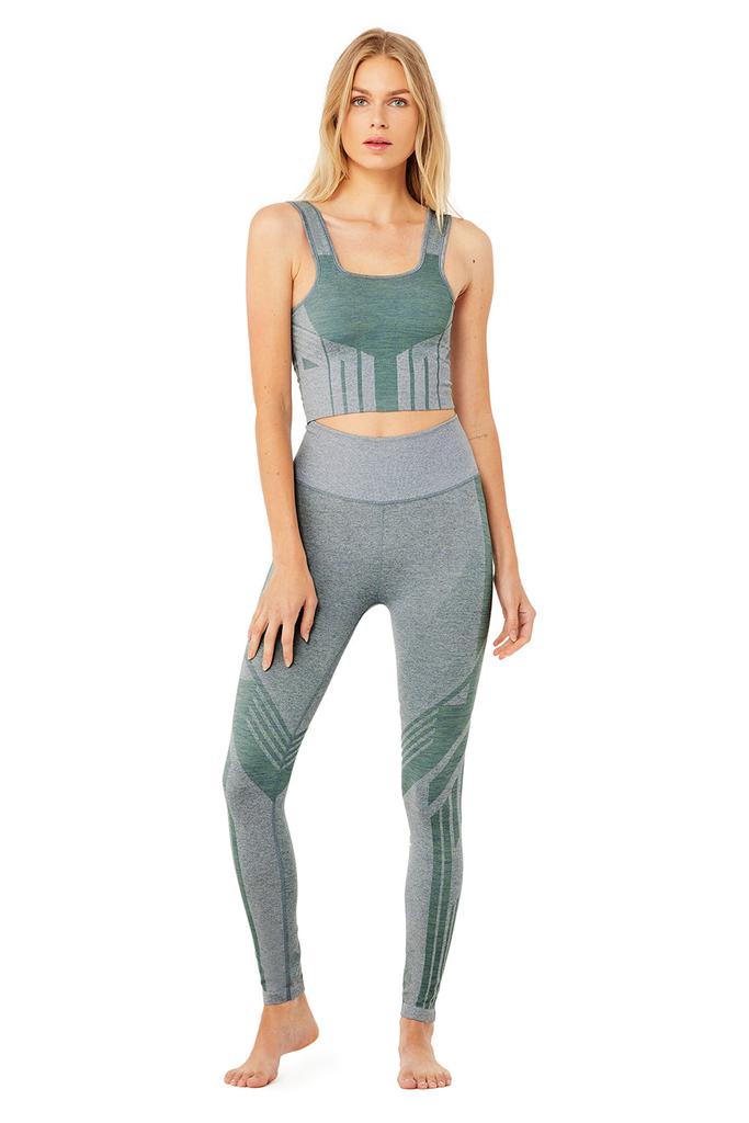 7/8 High-Waist Seamless Tempo Legging - Blue Haze Heather/Sprout Heather商品第5张图片规格展示