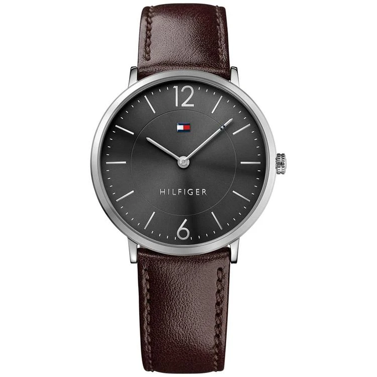 商品Tommy Hilfiger|Men's Slim Sophisticated Sport Brown Leather Strap Watch 40mm 1710352,价格¥702,第1张图片