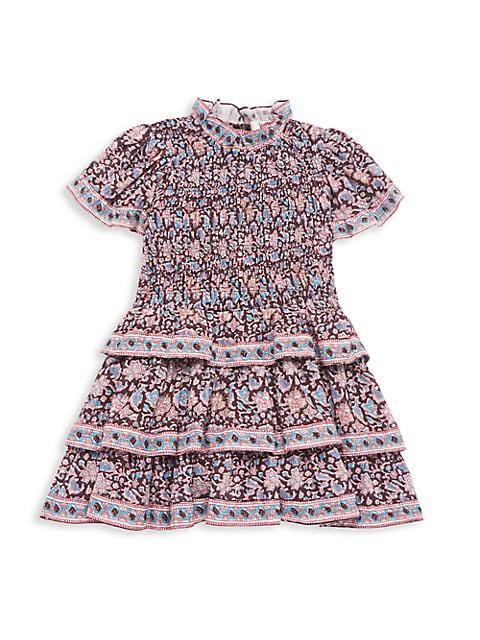 商品Sea|Little Girl's & Girl's Amaki Border Print Smocked Dress,价格¥1277,第1张图片
