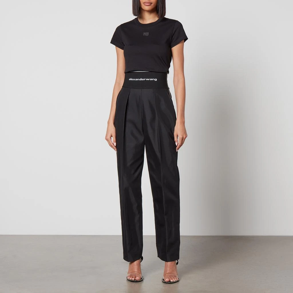 商品Alexander Wang|Alexander Wang Women's Essential Jersey Shrunk Tee With Puff Logo And Bound Neck - Black,价格¥644,第3张图片详细描述