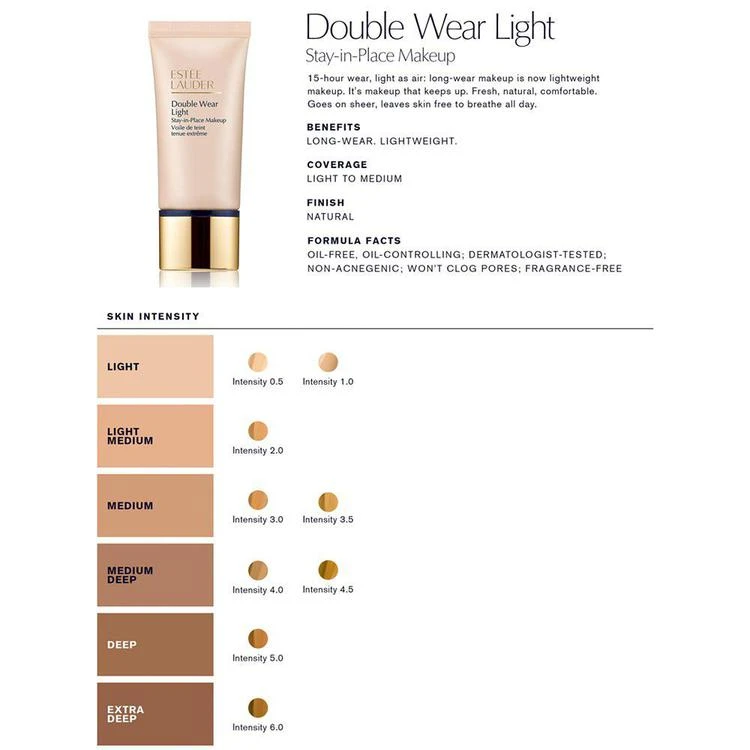 商品Estée Lauder|Double Wear Light Stay-in-Place Makeup, 1 oz.,价格¥314,第3张图片详细描述