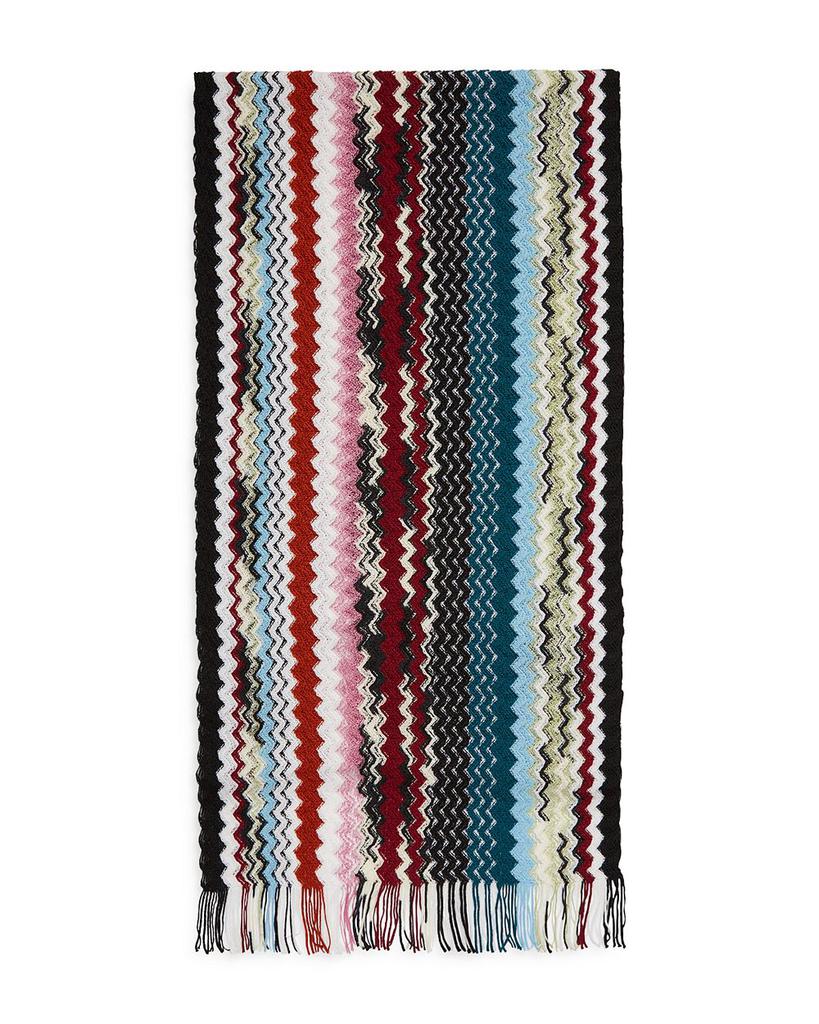 Striped Fringe Wool Scarf商品第1张图片规格展示