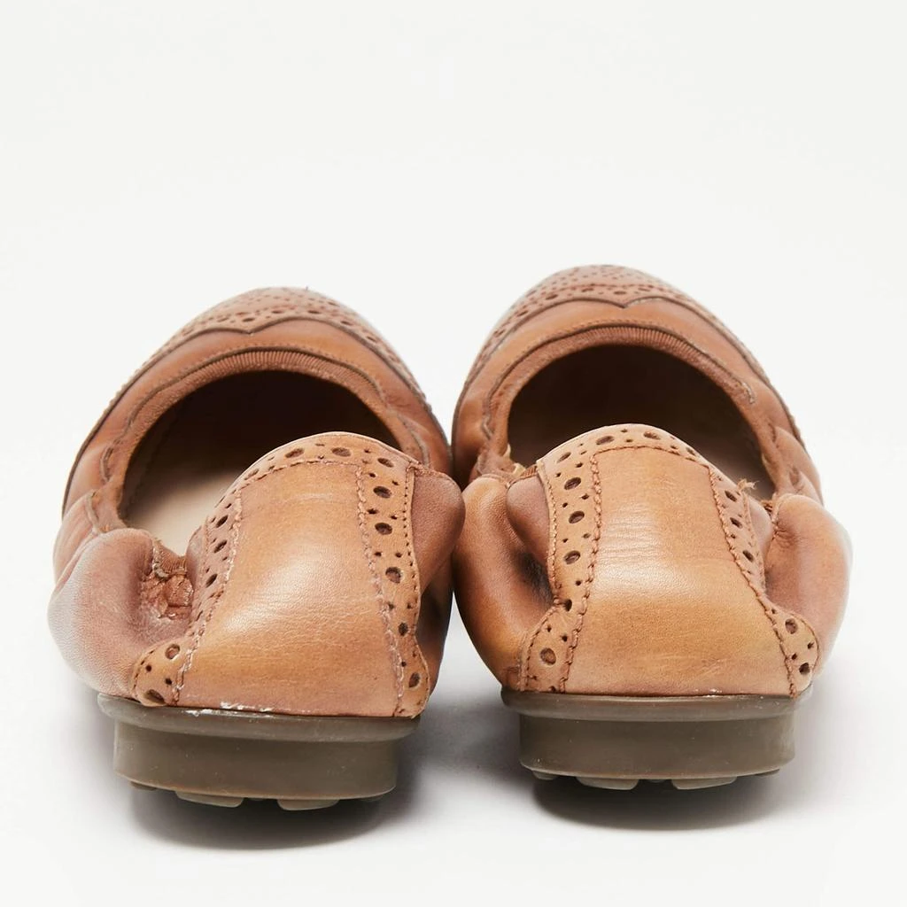 商品[二手商品] Salvatore Ferragamo|Salvatore Ferragamo Brown Brogue Leather Scrunch Ballet Flats Size 40.5,价格¥1562,第5张图片详细描述