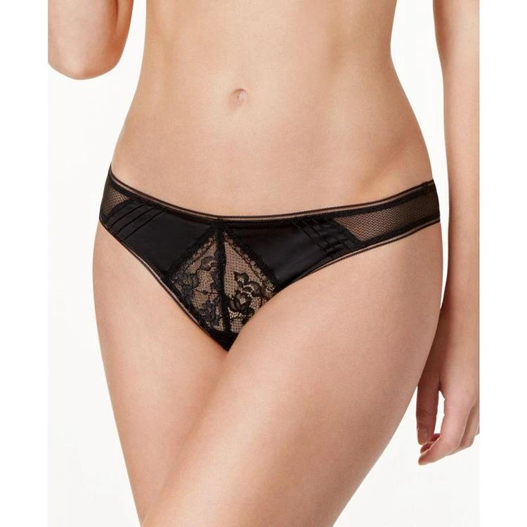 商品Calvin Klein|Black Devotion Satin and Lace Thong QF1772,价格¥59,第3张图片详细描述