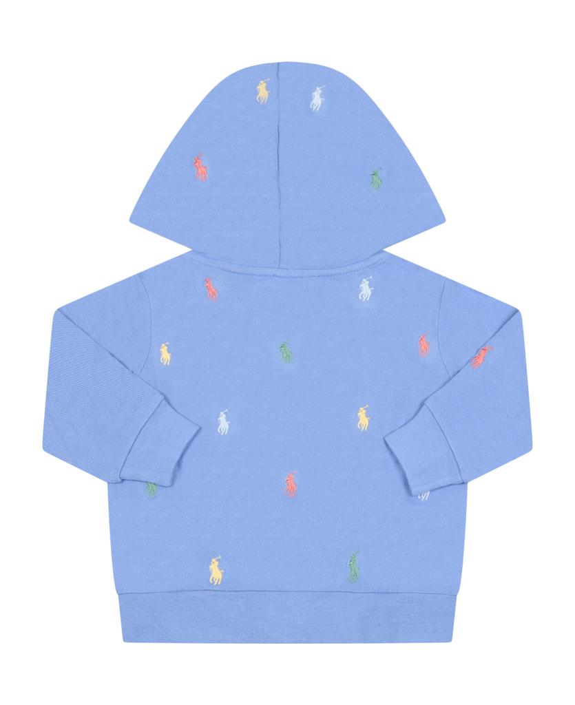 Light Blue Tracksuit For Baby Kids With Pony Logo商品第3张图片规格展示