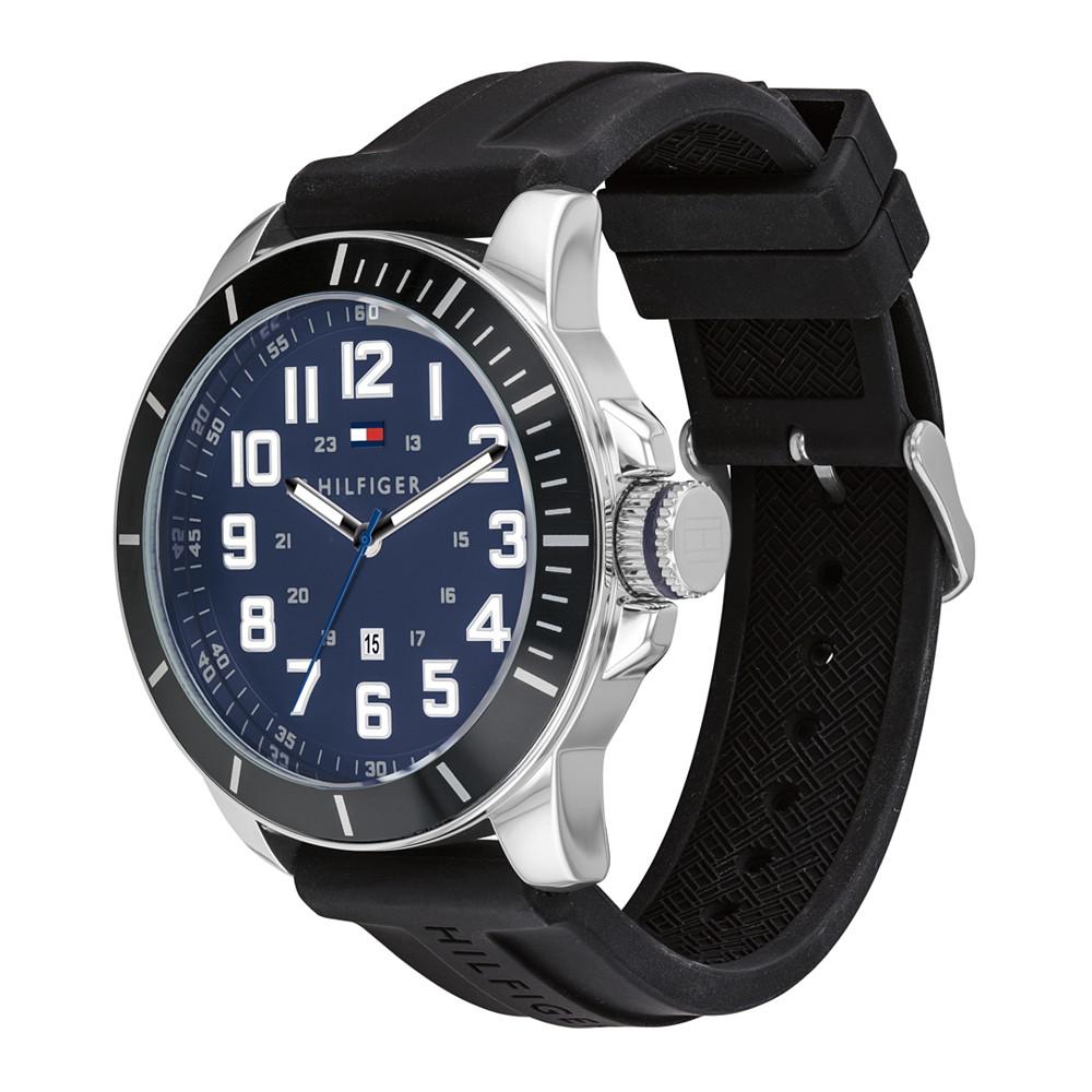 Men's Black Silicone Strap Watch 44mm, Created for Macy's商品第3张图片规格展示