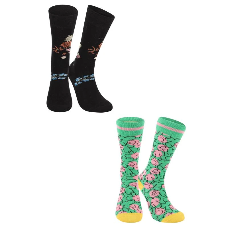 商品Wolf & Rita|Winter lady floral and abstract socks set in black and green,价格¥327,第1张图片