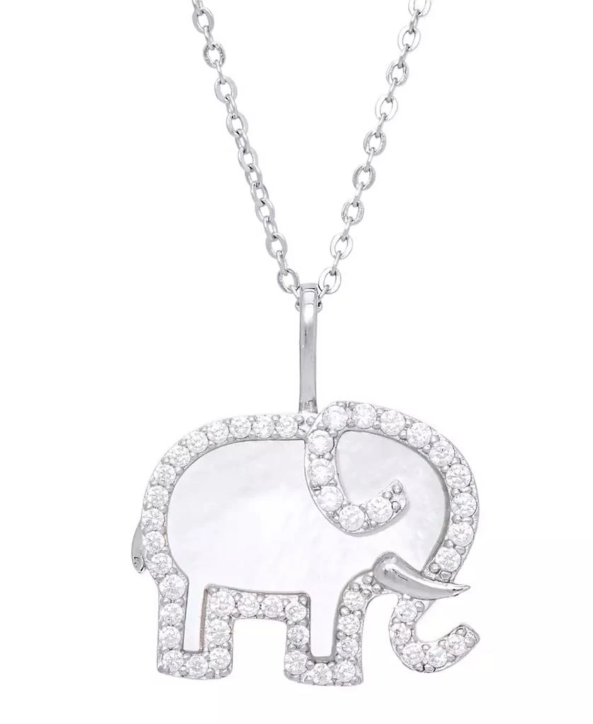 商品Macy's|Mother of Pearl Cubic Zirconia Elephant Pendant 18" Necklace in Silver Plate,价格¥143,第1张图片