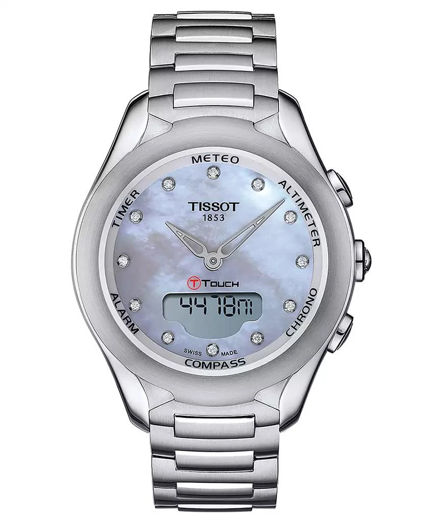 商品Tissot|Women's Swiss Digital T-Touch Lady Solar Diamond (1 ct. t.w.) Stainless Steel Bracelet Watch 40mm,价格¥8381,第1张图片