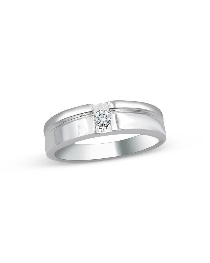 商品Bloomingdale's|Men's Diamond Single Stone Ribbed Band in 14K White Gold, 0.10 ct. t.w. - Exclusive,价格¥8582,第1张图片