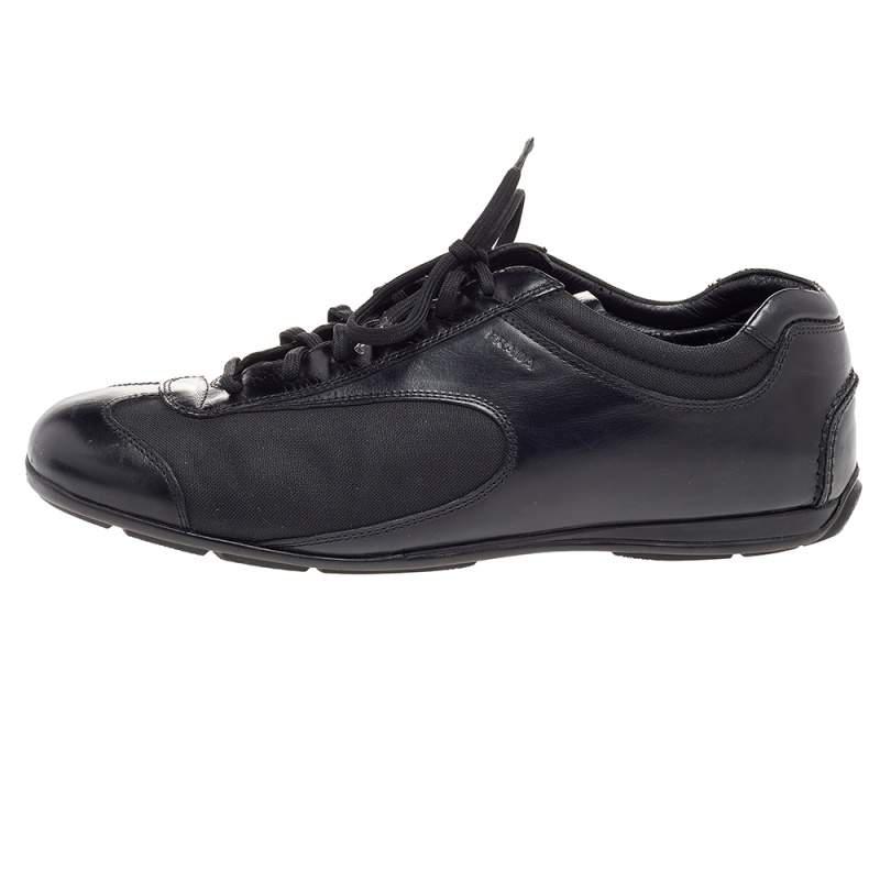 Prada Sport Black Leather And Nylon Low Top Sneakers Size 42商品第2张图片规格展示