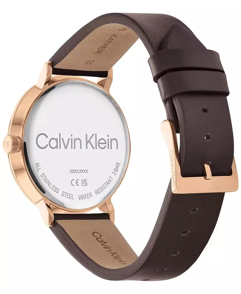 商品Calvin Klein|Brown Leather Strap Watch 42mm,价格¥988,第3张图片详细描述