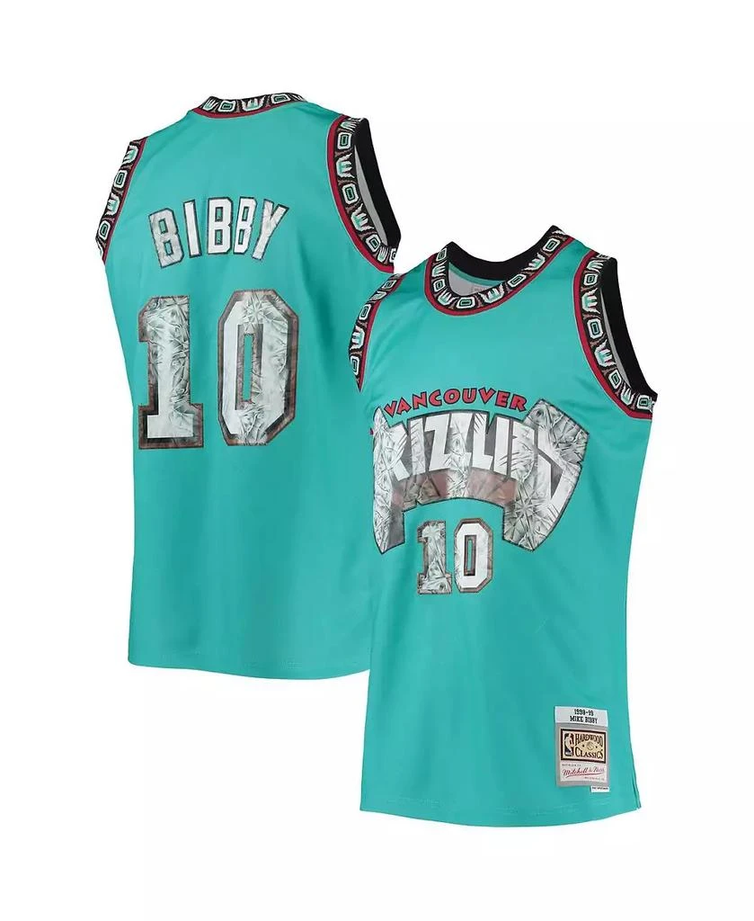 商品Mitchell & Ness|Men's Mike Bibby Turquoise Vancouver Grizzlies 1998-99 Hardwood Classics 75th Anniversary Diamond Swingman Jersey,价格¥1502,第2张图片详细描述